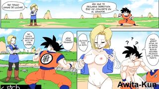 Android number 18 has a good time with Goku's cock