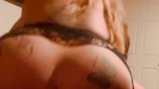 Riding my big black dildo from the back