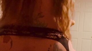 Riding my big black dildo from the back