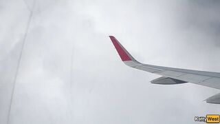 Giving a blowjob on a plane before I get caught with dick in my mouth