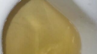 Piss in potty before I shave my hairy pussy