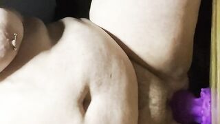 Anal only whore rides giant dildo in its pussy