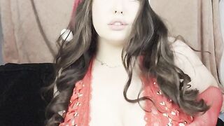 Stepsister in a Santa suit teases your dick