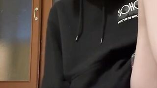 Fucking pussy with a dildo in the entrance