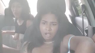 two sexy whores record themselves for their clients masturbating in the uber