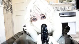 Blonde white rubber beauties give your rubber cock a cute handjob❤