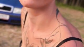 Sloppy Blowjob From Tattoed Slut at Camping Site