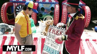 MYLF - Fucking an Extra Tall MILF In a Bounce House! Big Facial Finish.