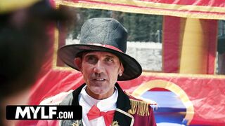 MYLF - Fucking an Extra Tall MILF In a Bounce House! Big Facial Finish.