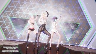 [MMD] IVE - Accendio Ahri Akali Seraphine Sexy Kpop Dance League of Legends Hentai Uncensored