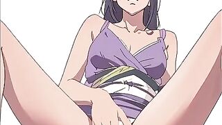 Hentai hot girl play with cucumber.