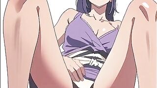 Hentai hot girl play with cucumber.