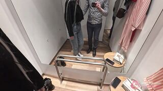 Camera in a public fitting room! Nice brunette tries on underwear!