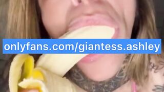 Giantess goddess sucks banana like it's your cock