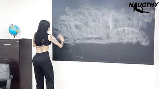 Beautiful teacher records a porn video in the classroom