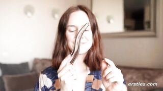 Ersties - Cute Babe Anca Pleasures Her Pussy With a Glass Toy
