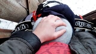 I fuck a stranger in the mouth in the toilet and quickly cum