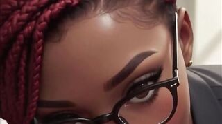 POV Ebony Coworker Deepthroats Your Cock in the Office (Animation)
