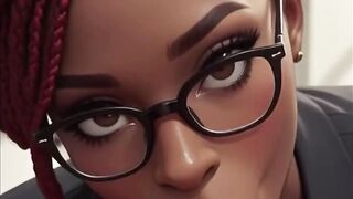 POV Ebony Coworker Deepthroats Your Cock in the Office (Animation)