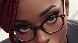 POV Ebony Coworker Deepthroats Your Cock in the Office (Animation)