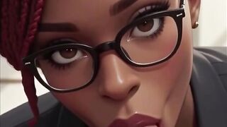 POV Ebony Coworker Deepthroats Your Cock in the Office (Animation)