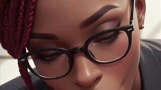 POV Ebony Coworker Deepthroats Your Cock in the Office (Animation)