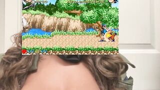 Gamer Ebony Plays With Tits Out