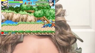 Gamer Ebony Plays With Tits Out