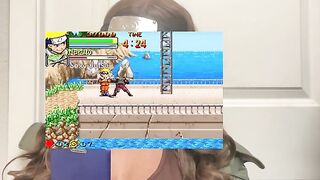 Gamer Ebony Plays With Tits Out