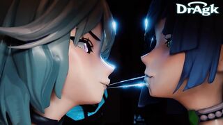 Yelan x Eula Blowjob cum swap hilichurl Genshin Impact hentai 3D