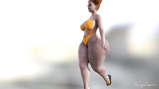 Slim-Thick Jamaican Babe shows off her big Ass in skimpy swimsuit - SassyComics