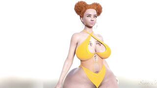 Slim-Thick Jamaican Babe shows off her big Ass in skimpy swimsuit - SassyComics