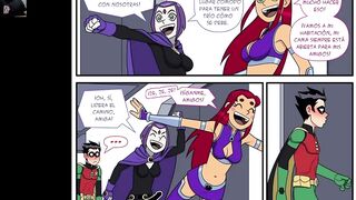 Starfire's holes want to feel Robin and Raven's good cocks