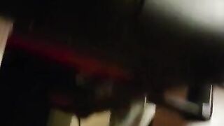Horny redhead fucks her creamy pussy in office chair until she squirts