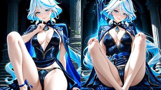 Furina (Genshin Impact) cums like a slut under streams of cum
