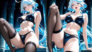 Furina (Genshin Impact) cums like a slut under streams of cum