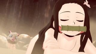 Wild Furry Creatures Join Her in the Hot Springs – Intense Anal Play