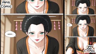 One Piece Hentai Comic - Nico Robin Geisha Blowjob by AmsComic