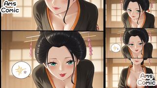 One Piece Hentai Comic - Nico Robin Geisha Blowjob by AmsComic