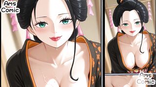 One Piece Hentai Comic - Nico Robin Geisha Blowjob by AmsComic
