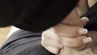 Gave on the mouth of a busty bitch, deep sucking