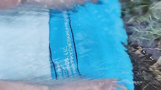Letting fast water run across the top of my feet as I drain a pool