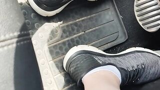 Revving pedals with my sketchers sneakers and white ankle socks