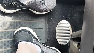 Revving pedals with my sketchers sneakers and white ankle socks