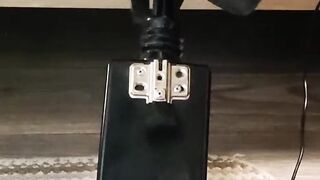 Giving a footjob in my strappy heels to a black cock on my fuck machine