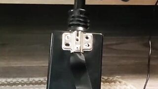 Giving a footjob in my strappy heels to a black cock on my fuck machine