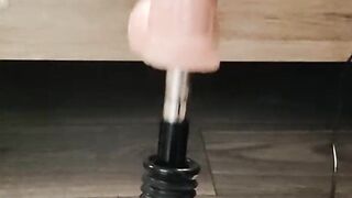 Big white cock getting a foot job from my huge lubed up clean soles ( fuck machine) dildo