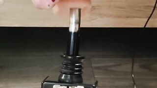 Big white cock getting a foot job from my huge lubed up clean soles ( fuck machine) dildo
