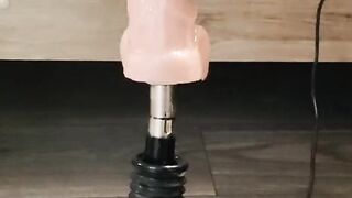Big white cock getting a foot job from my huge lubed up clean soles ( fuck machine) dildo