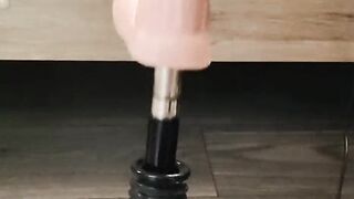 Big white cock getting a foot job from my huge lubed up clean soles ( fuck machine) dildo